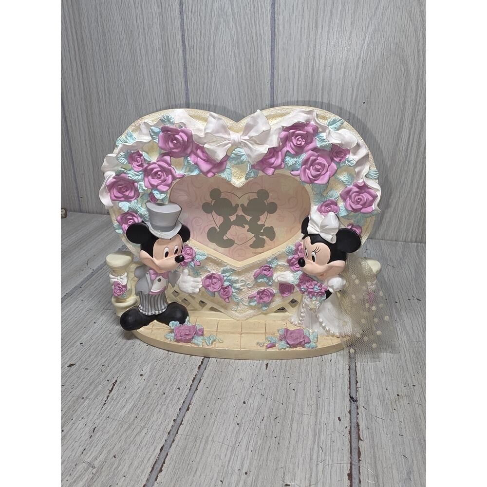 Vtg Disney Store Mickey And Minnie Bride Groom Wedding Heart Frame Never Used